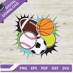 collection of sports balls svg, basketball svg, baseball svg, football tennis soccer svg, sport balls svg,nfl svg, footb