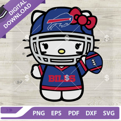 hello kitty buffalo bills football svg, kitty cat nfl bills football svg, kitty football team ,nfl svg, football svg, su