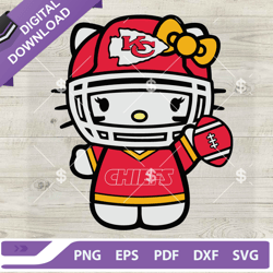 hello kitty kansas city chiefs football svg, kitty cat nfl football svg, kansas city chiefs football logo ,nfl svg, foot