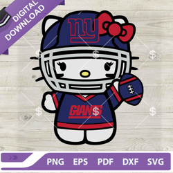 hello kitty new york giants svg, kitty cat giants nfl football svg, new york giants football logo ,nfl svg, football svg