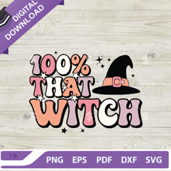 100 that witch svg, retro halloween svg, witch hat