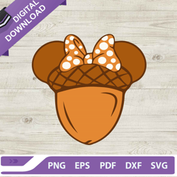 acorn minnie head svg, disney happy fall svg, fall acorn  cricut file