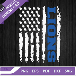 american flag lions football svg, lions football team svg, american flag svg, lions football usa flag svg