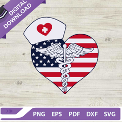 american flag nurse logo svg, 4th of july svg, american nurse svg