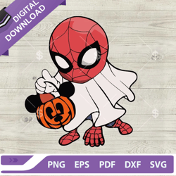 baby spiderman ghost halloween svg, cute spiderman baby ghost svg, marvel halloween svg