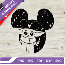 baby yoda mickey head svg, disney mickey ears svg, yoda star wars svg