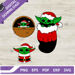 baby yoda santa claus christmas bundle svg, grogu christmas svg, star wars christmas svg