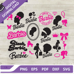 barbie girl svg bundle, come on barbie lets go party svg, black barbie logo