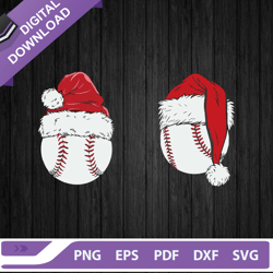 baseball ball santa hat svg, baseball santa claus svg, christmas svg