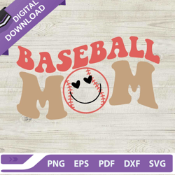 baseball mom svg, smile face heart baseball svg, baseball svg