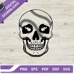 baseball skull halloween svg, skull baseball svg, baseball stitch svg