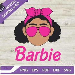 black barbie pink glasses svg, afro barbie svg, barbie girl birthday svg