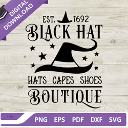 black hat bountique svg, witch hat halloween svg, halloween svg