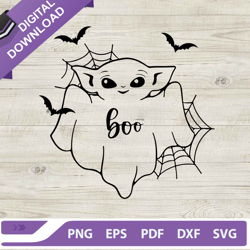 boo baby yoda svg, baby yoda halloween svg, star wars halloween svg