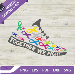 breast cancer shoes together we fight svg, cancer shoes svg, cancer awareness svg - derrickstore