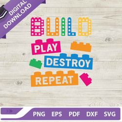 bullo play destroy repeat svg, destroy repeat svg, colorful block bricks svg