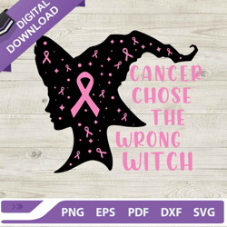 cancer chose the wrong bitch svg, breast cancer halloween svg, witch breast cancer svg