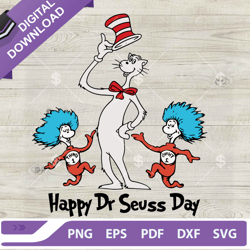 cat in hat happy dr seuss day svg, thing 1 thing 2 svg, dr seuss