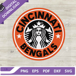 cincinnati bengals starbuck logo svg, cincinnati bengals starbuck coffee svg, football team starbuck svg