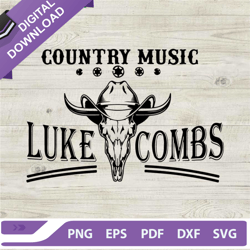 country music luke combs bull cowboy hat svg, luke combs country music tour svg, western bull in cowboy hat svg