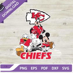 disney friends kc chiefs svg, kansas city chiefs football nfl svg, disney nfl svg, football team svg