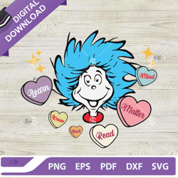 dr seuss candy hearts svg, thing 1 thing 2 svg, dr seuss head  dxf