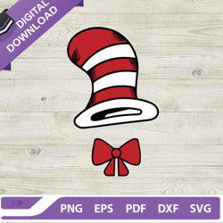 dr seuss hat svg, cat in the hat svg, hat and bow tie svg, dr seuss svg