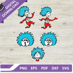 dr seuss thing one thing two svg, dr seuss bundle svg, thing 1 thing 2 svg, dr seuss day svg