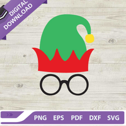 elf christmas hary potter head svg, christmas svg, elf hat svg