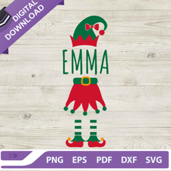 emma elf christmas svg, elf hat svg, merry christmas svg