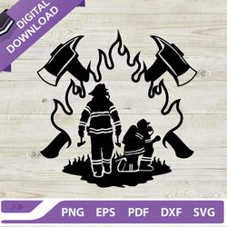 firefighter svg, firefighter cross axes svg, fireman svg