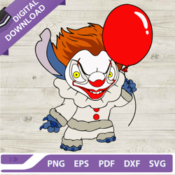 funny halloween pennywise stitch svg, pennywise stitch with balloon svg, pennywise stitch svg