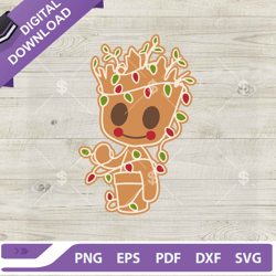 gingerbread groot christmas svg, baby groot christmas cookie svg, marvel groot svg