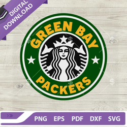 green bay packers starbucks logo svg, green bay packers football svg, nfl football starbucks coffee logo svg