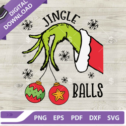 grinch hand jingle balls svg, grinch merry christmas svg, christmas jingle balls svg png dxf eps