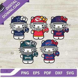 hello kitty nfl football team svg, kitty dallas cowboys svg, kitty chiefs svg, kitty eagles svg, kitty buffalo bills svg