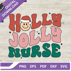 Holly Jolly Nurse Christmas Svg, Holly Jolly Nurse Svg, Christmas Nurse Svg