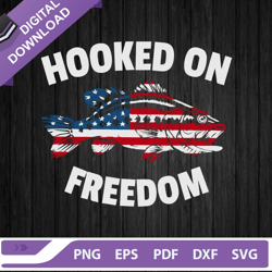 hooked on freedom american fish svg, 4th of july fishing svg, hooked on freedom svg
