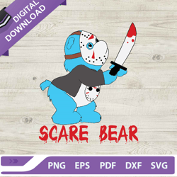 horror halloween jason scare bear svg, scare bear svg, jason scary cute bear svg