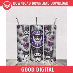 3d kuromi hello kitty 20oz tumbler wrap png file