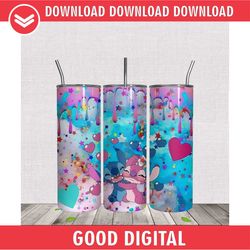 valentine stitch angel glitter 20oz tumbler wrap png