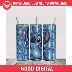 3d inflated stitch cartoon design 20oz tumbler wrap png