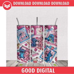 3d valentine xoxo love stitch angel tumbler wrap png