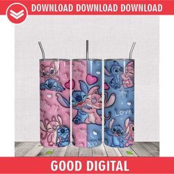 3d xoxo love stitch angel 20oz tumbler wrap png