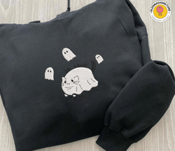 cute spooky cat embroidery machine design, oh lawd he spookin embroidery file, spooky vibes embroidery machine design