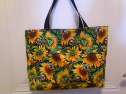 sunflower  print tote bag, custom bag