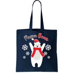 christmas papa bear tote bag