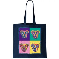 colorful boxer dogs tote bag