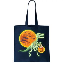 full moon t-rex dinosaur skeleton candy tote bag