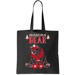 grandma bear christmas santa family matching pajamas tote bag